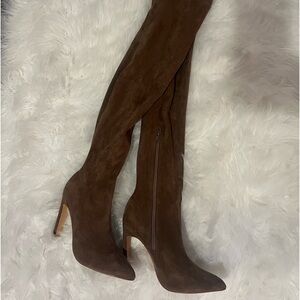 Brown Suede Over-the-Knee Boots